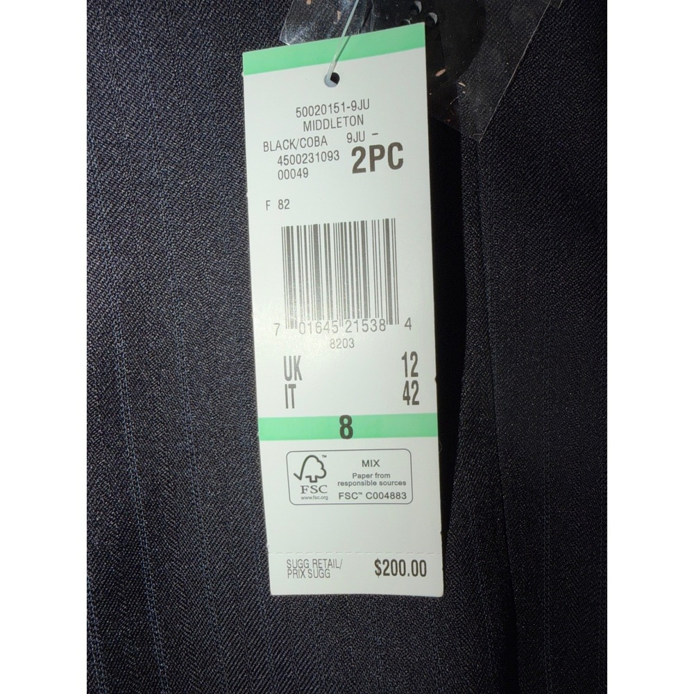 NWT Evan-Picone Womens 2PC Pinstripe Pant Suit Black Cobalt Blue 8 50020151-9JU - Picture 6 of 14